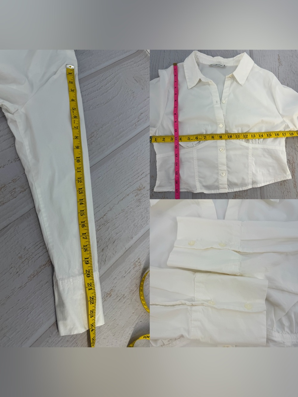 Abercrombie & Fitch White Corset Button Shirt Top Women's Medium - Picture 16 of 17